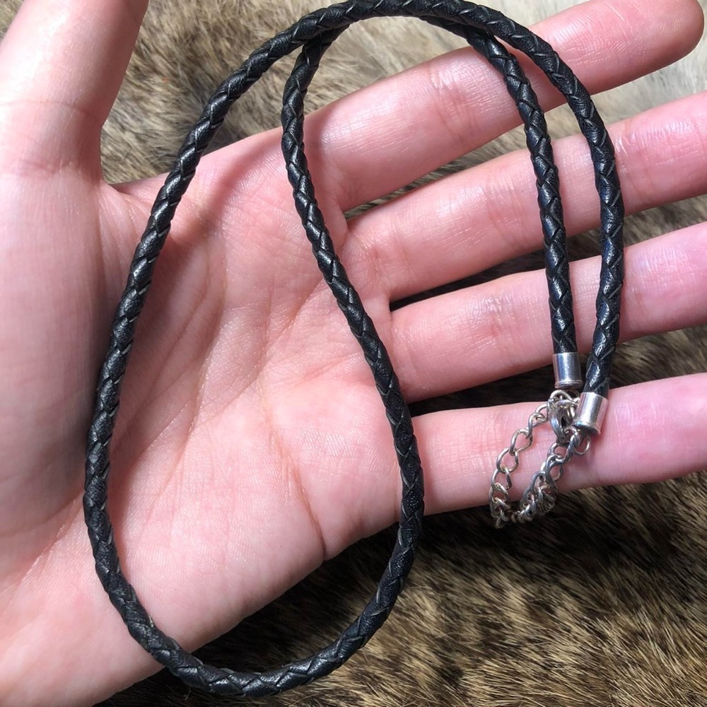 Sterling silver Carolyn Pollack Relios braided leather necklace